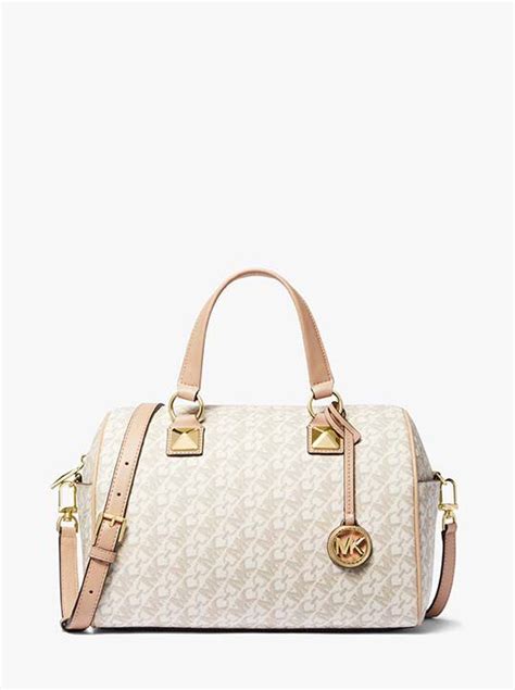 michael kors grayson medium satchel vanilla|Grayson Medium Empire Signature Logo Satchel.